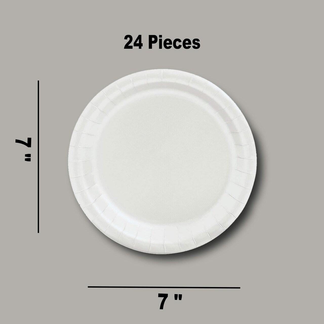 7 Inch White Color Round Paper Plates 24 Count for Parties and Desserts